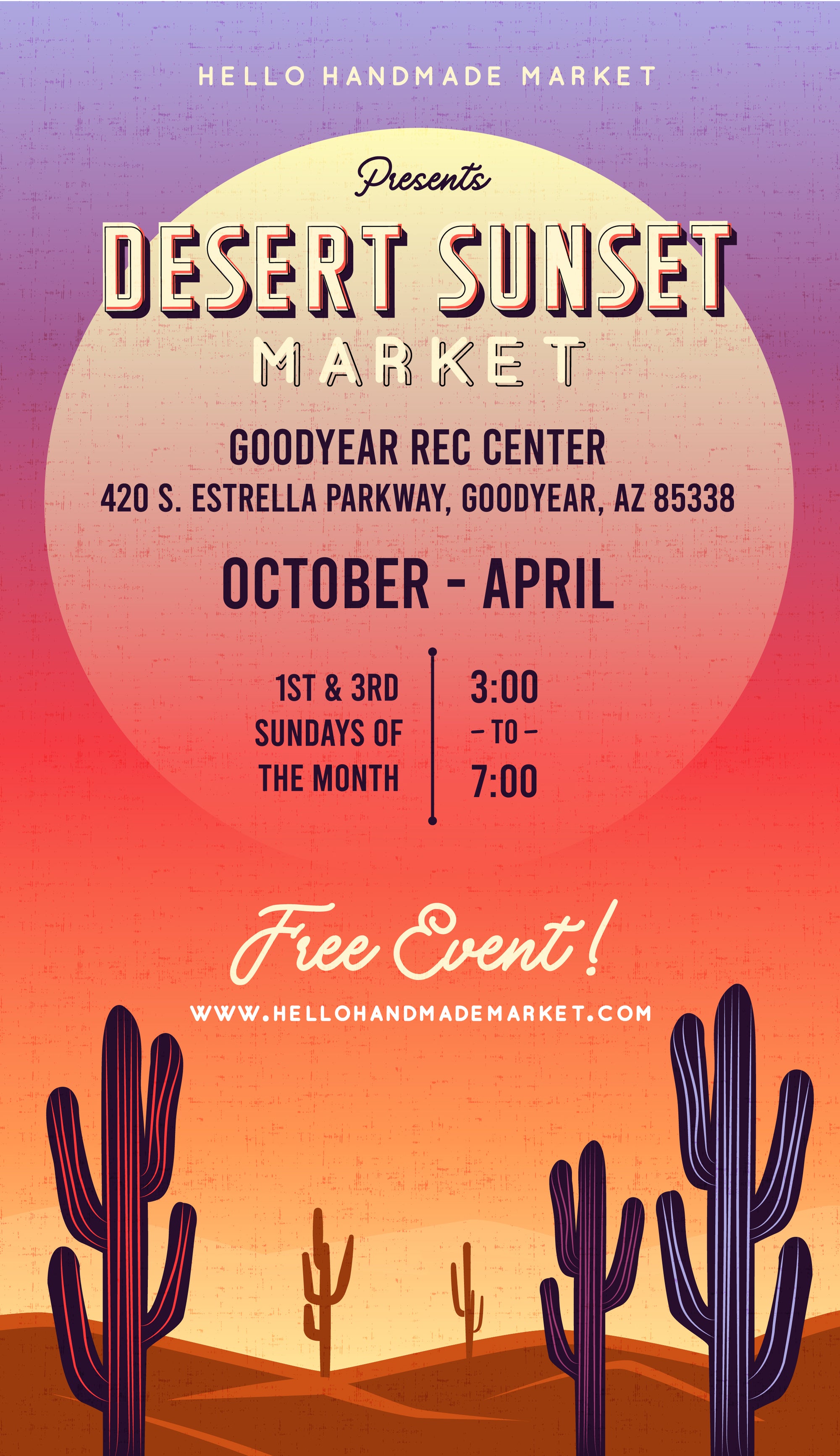 Be a Vendor on October 6, 2024 for the Desert Sunset Market at the Goodyear Recreation Center